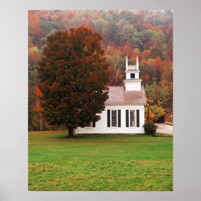Poster USA, Vermont, West Arlington, Chapel In Fall (Frente)