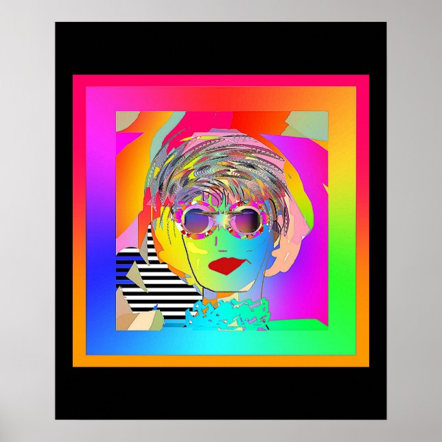 Poster Usando Óculos Escuros E Um Sorriso Malicioso Borda (Frente)