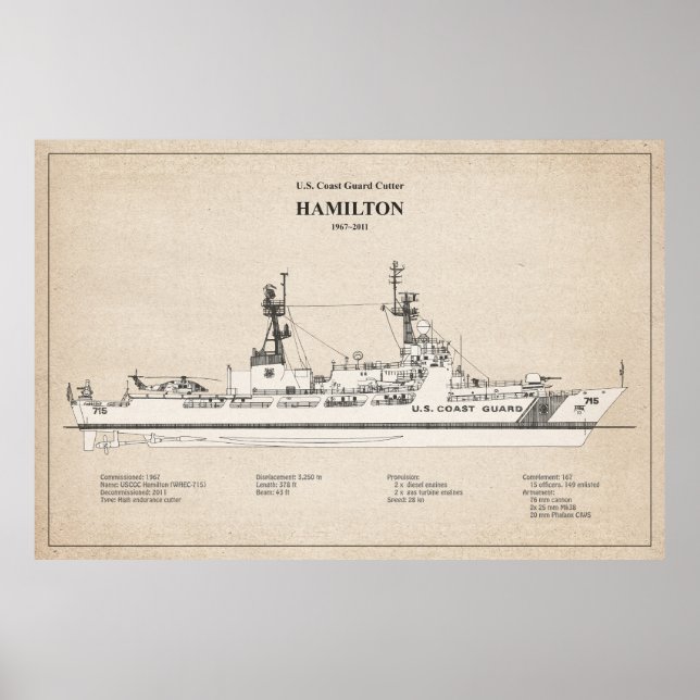 Poster USCG Cutter Hamilton whec- 715 - SBD (Frente)