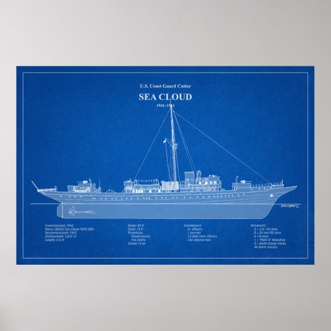 Poster USCG Cutter Sea Cloud wpg-284 - ABD (Frente)