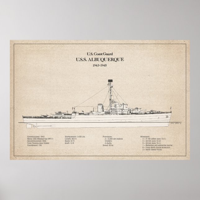 Poster USCG USS Albuquerque PF- 7 - SBD (Frente)
