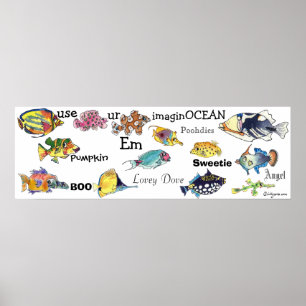Pôster Use o MED da bandeira dos peixes dos desenhos