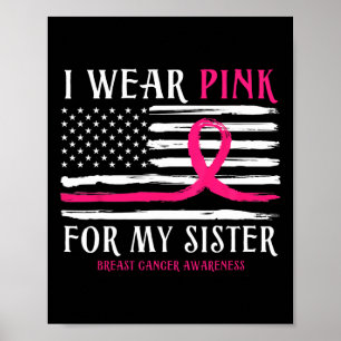 Poster Use Rosa Para a Fita da Minha Irmã Câncer de Mama