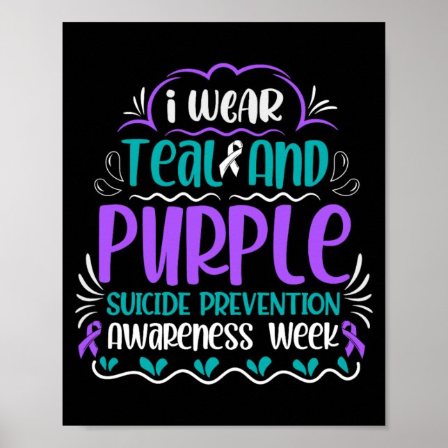Poster Use Verde Teal e Roxo Conscientização Prevenção de (Frente)