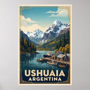 Poster Ushuaia Argentina Viagem Retro Vintage