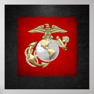 Pôster USMC Eagle, Globe & Anchor (EGA) [3D]