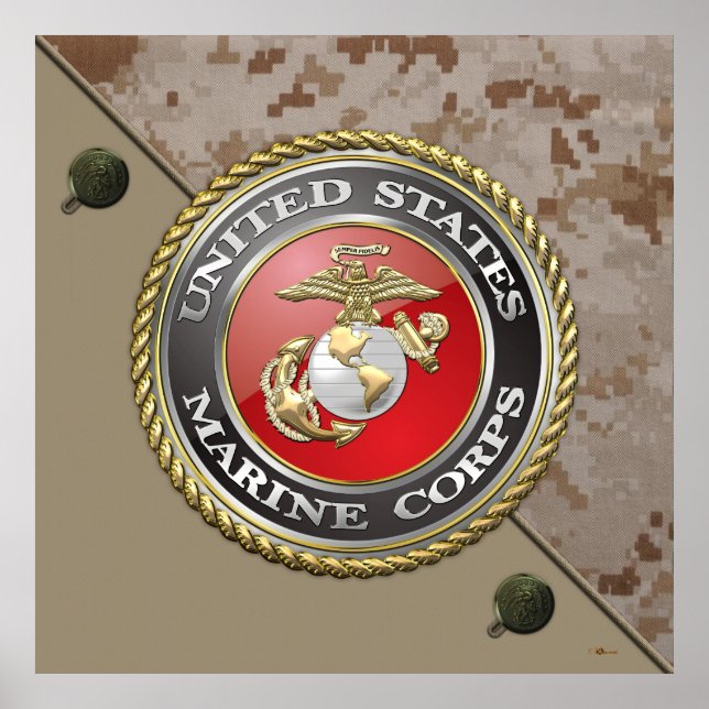 Pôster USMC Emblem & Uniform [3D] (Frente)