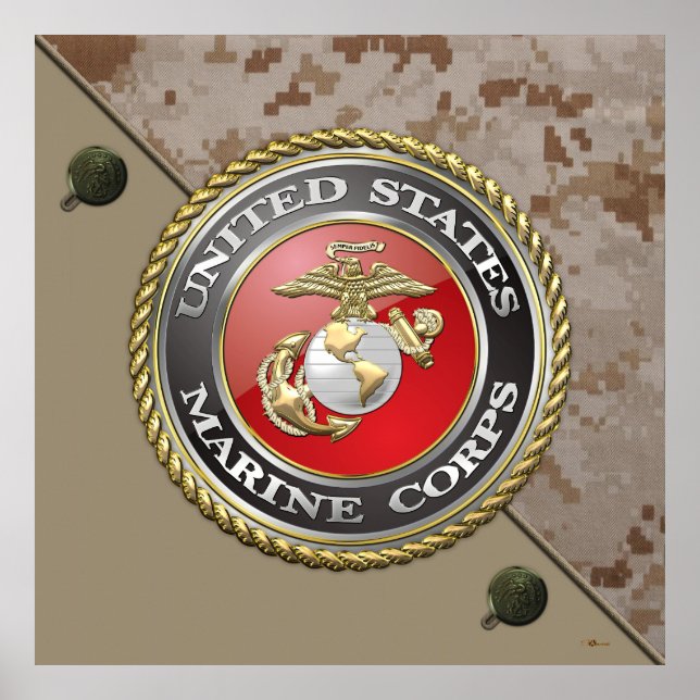 Pôster USMC Emblem & Uniform [3D] (Frente)