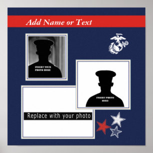 Pôster USMC Photo Collage with Stars