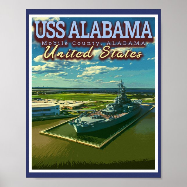POSTER USO ALABAMA BATTLESHIP - MOBILE ALABAMA EUA (Frente)