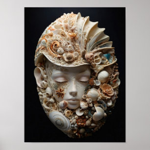 Poster Uso do Oceano - Abstrato de Arte de Mulher Alegóri