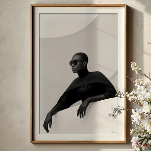 Poster Uso Enigmático: Moda Futurística Monocromática