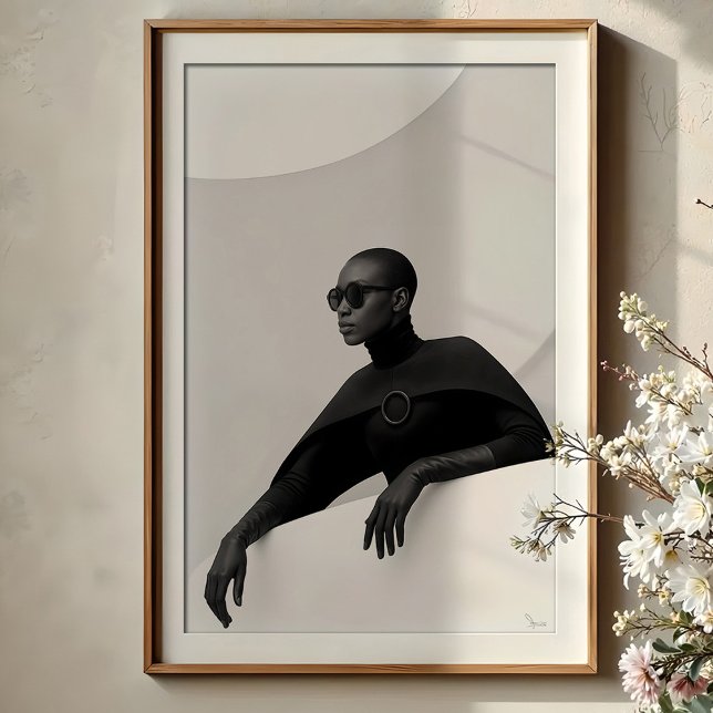 Poster Uso Enigmático: Moda Futurística Monocromática (Criador carregado)