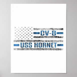 Poster Uss Hornet Wwii Aircraft Carrier Cv-8 Exército Ame