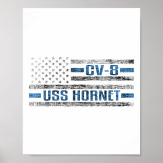 Poster Uss Hornet Wwii Aircraft Carrier Cv-8 Exército Ame