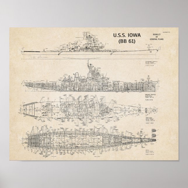 Poster USS IOWA Blueprint (arquivamento) (Frente)