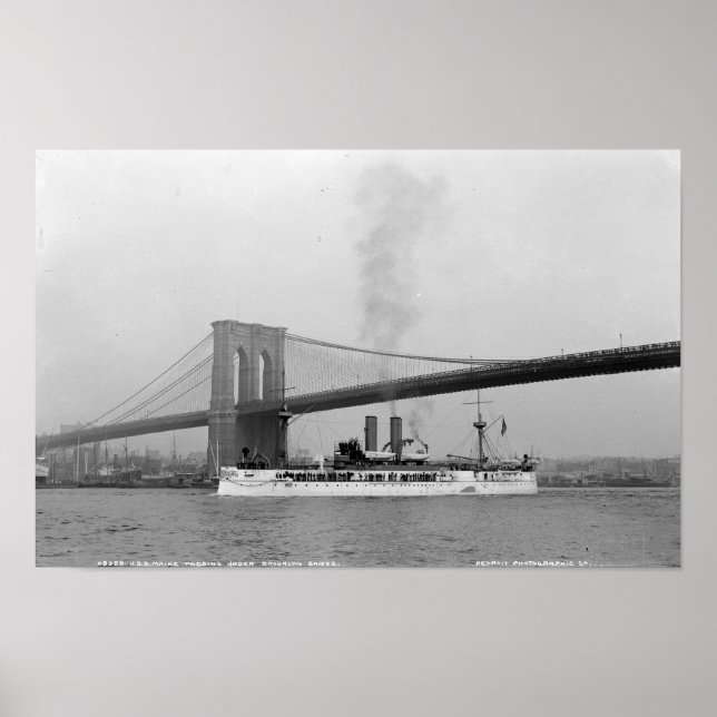 Poster USS Maine & Brooklyn Bridge (Frente)