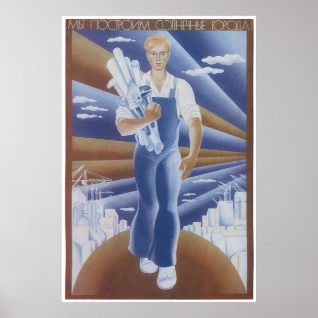 Poster USSR CCCP Guerra Fria União Soviética de Propagand (Frente)