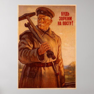 Poster USSR CCCP Guerra Fria União Soviética de Propagand