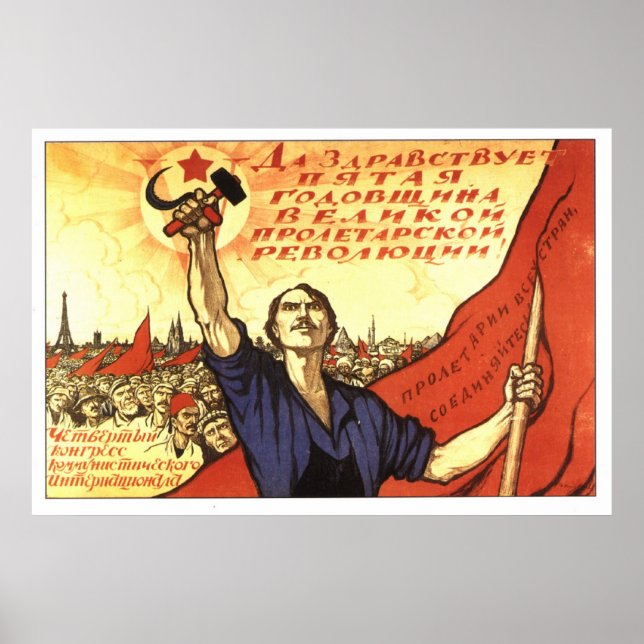 Poster USSR CCCP Guerra Fria União Soviética de Propagand (Frente)