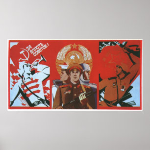 Pôster USSR CCCP Guerra Fria União Soviética de Propagand