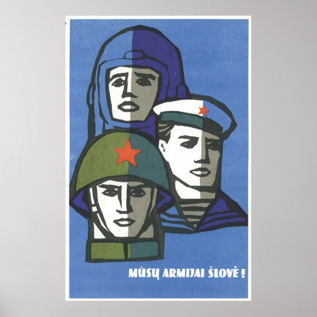 Pôster USSR CCCP Guerra Fria União Soviética de Propagand (Frente)