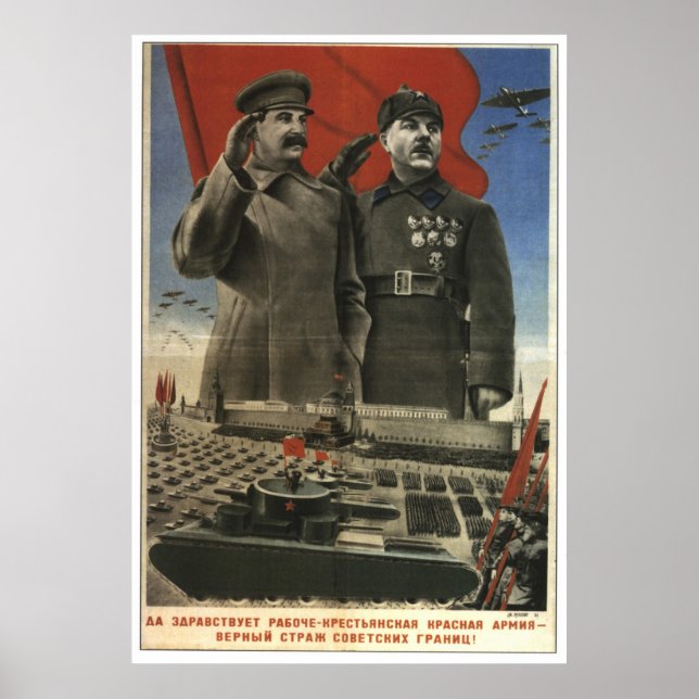 Poster USSR CCCP Guerra Fria União Soviética de Propagand (Frente)