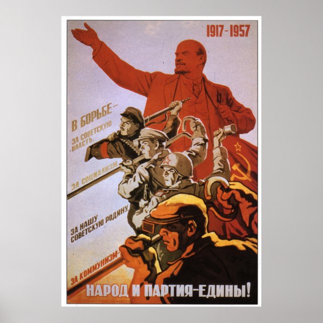 Poster USSR CCCP Guerra Fria União Soviética de Propagand (Frente)