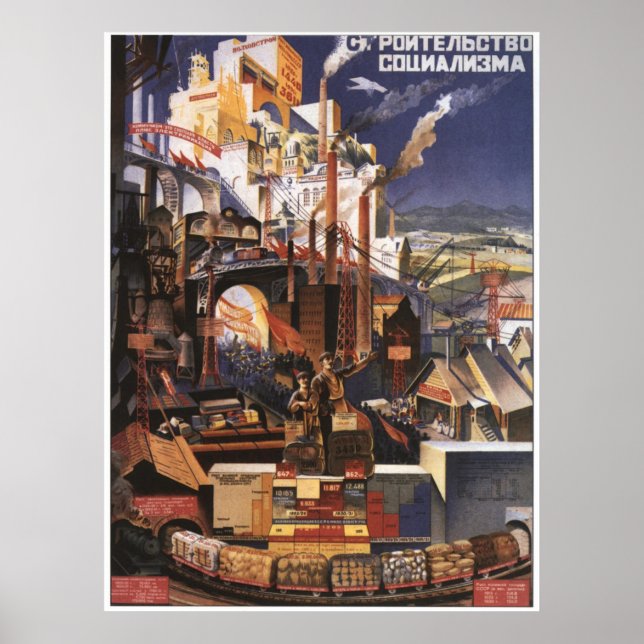 Pôster USSR CCCP Guerra Fria União Soviética de Propagand (Frente)