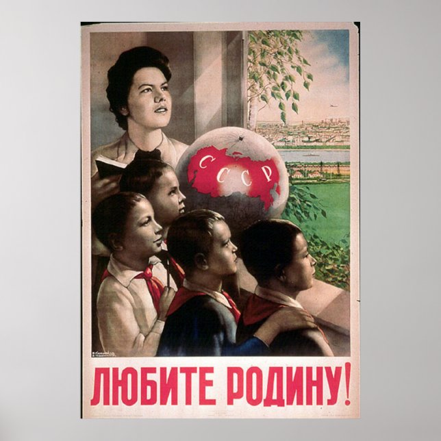 Poster USSR CCCP Guerra Fria União Soviética de Propagand (Frente)