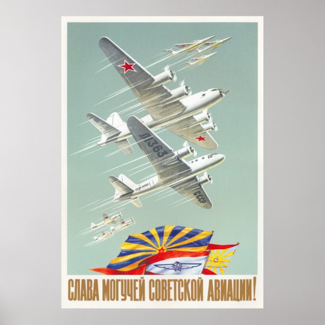 Poster USSR CCCP Guerra Fria União Soviética de Propagand (Frente)