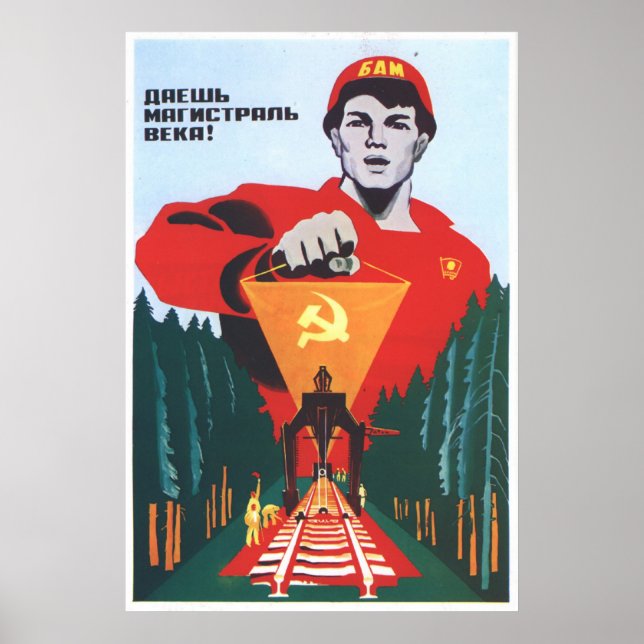 Pôster USSR CCCP Guerra Fria União Soviética de Propagand (Frente)