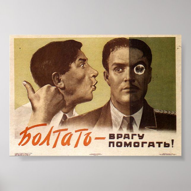 Pôster USSR CCCP Guerra Fria União Soviética de Propagand (Frente)