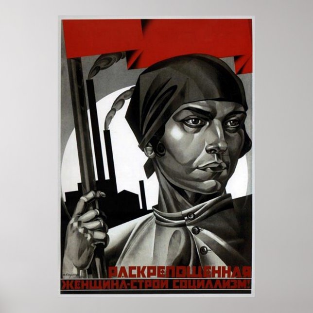 Poster USSR CCCP Guerra Fria União Soviética de Propagand (Frente)