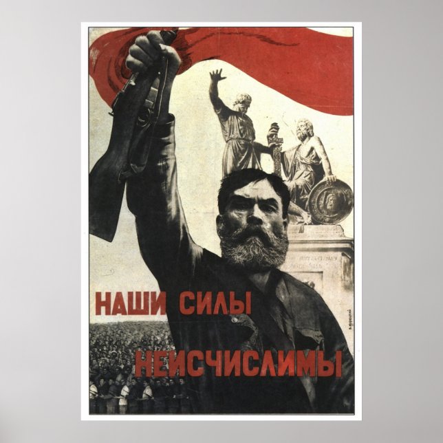 Pôster USSR CCCP Guerra Fria União Soviética de Propagand (Frente)
