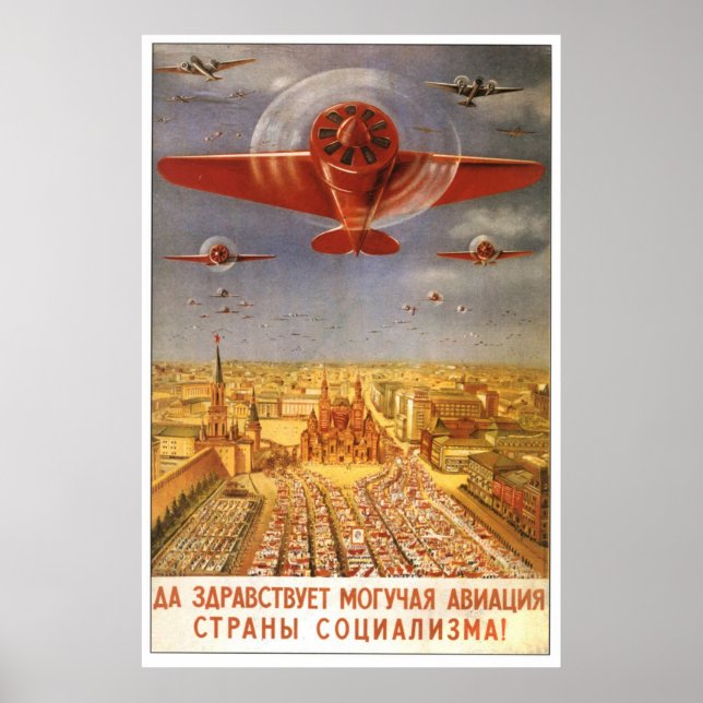 Pôster USSR CCCP Guerra Fria União Soviética de Propagand (Frente)