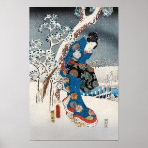 Poster Utagawa Hiroshige - Conto de Genji, Mulher Elegant