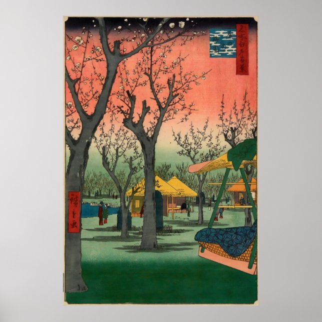 Poster Utagawa Hiroshige. Plum Garden at Kamata (Frente)