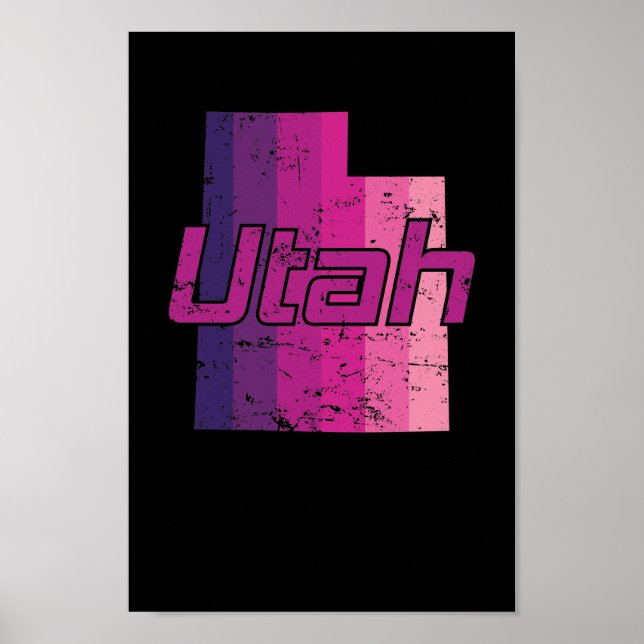Poster Utah Bundesstaat Umriss Karte EUA Amerika (Frente)