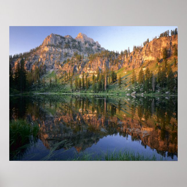 Pôster UTAH. EUA. Mt. Magog refletido no White Pine (Frente)