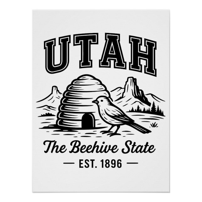Pôster Utah O Sinal De Estado Da Colmeia (Frente)
