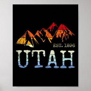 Poster Utah Retro Sunset Vintage Mountain Home Est 1896 C