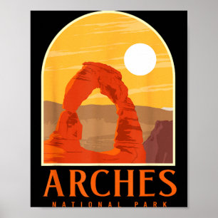 Poster Utah vintage retrô caminhada acampamento arcos nac