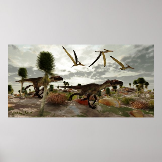 Pôster Utahraptor Hunt Print (Frente)