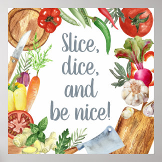 Poster Utensílios de cozinha vegetal com aquarela diverti