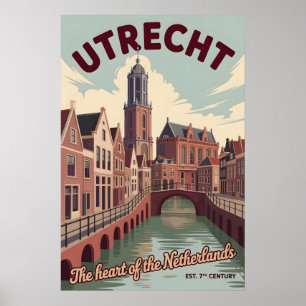 Poster Utrecht Holanda Paisagem Urbana Retrô Viagem
