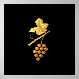 Pôster Uvas "3D" do ouro