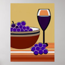 Uvas e vinho em Maroon e Tan