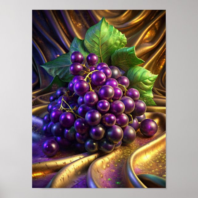 Poster Uvas em Dourado (Frente)