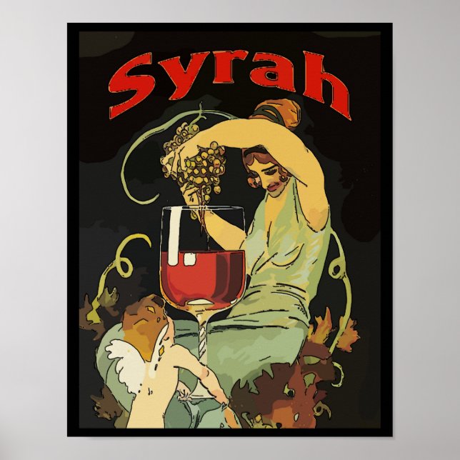 Poster Uvas Syra, Vinho (Frente)